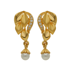 Tulip Floral Leaf Gold Earring Drops